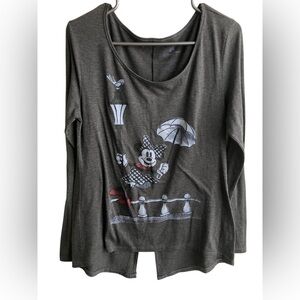 Disney parks boutique Minnie Mouse grey slit back hi-low long sleeve large